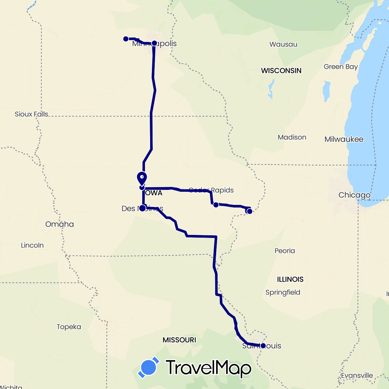 TravelMap itinerary: driving in United States (North America)
