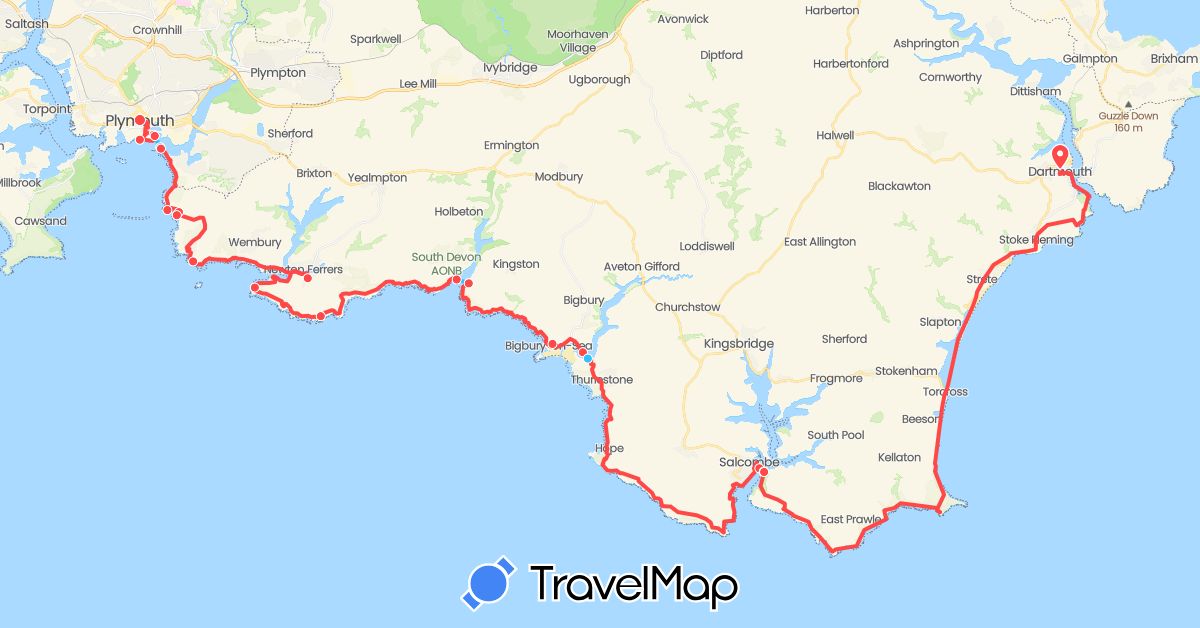 TravelMap itinerary: driving, hiking, boat in United Kingdom (Europe)