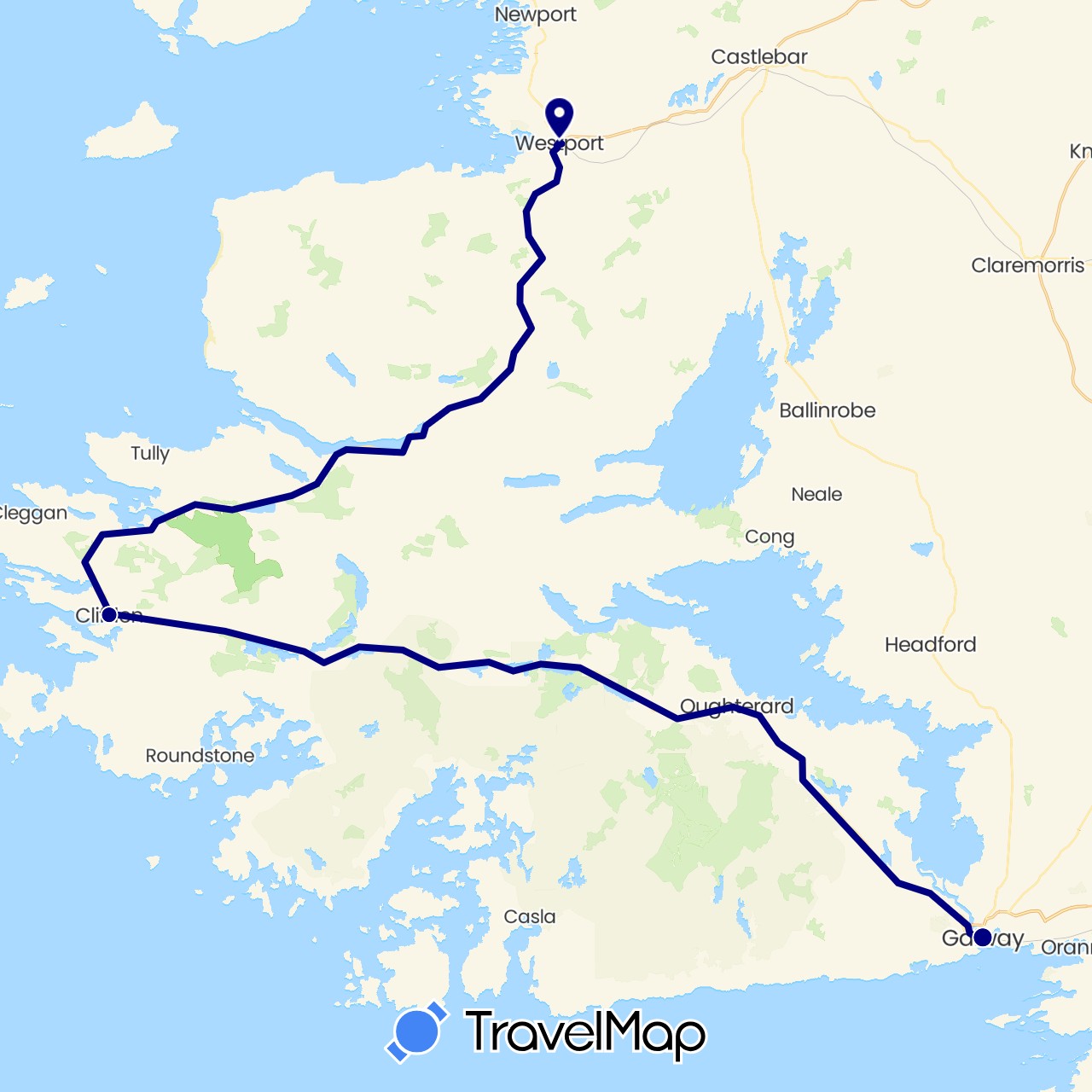 TravelMap itinerary: driving in Ireland (Europe)